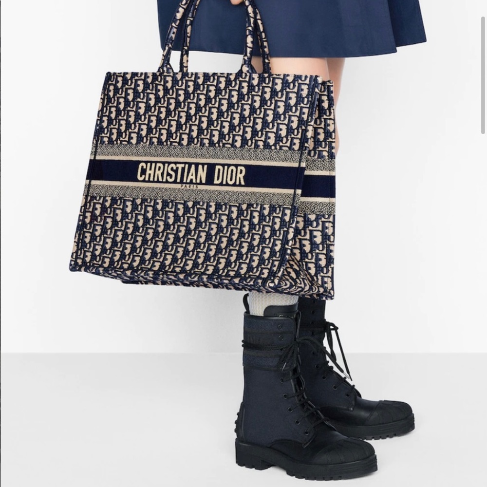 Dior Book Tote Blue Oblique Embroidery! Brand New!